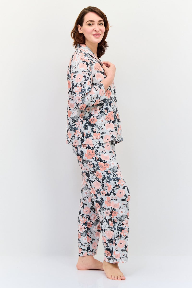 Jones New York Women Petite 2 Pcs Allover Print Top And Pyjamas Sleepwear Set, Multicolor - Image 4